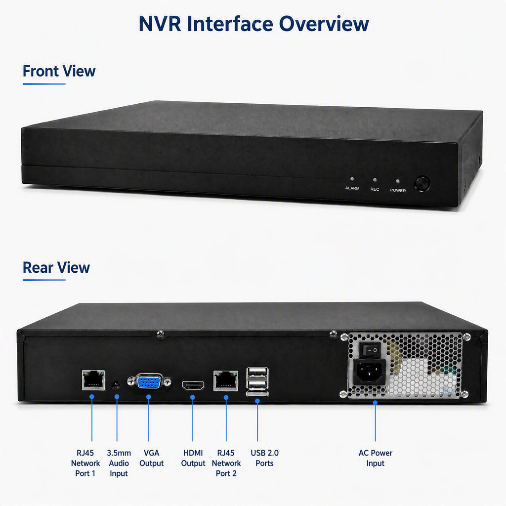 FTD-N3364 36CH AI network video recorder front and rear interface overview